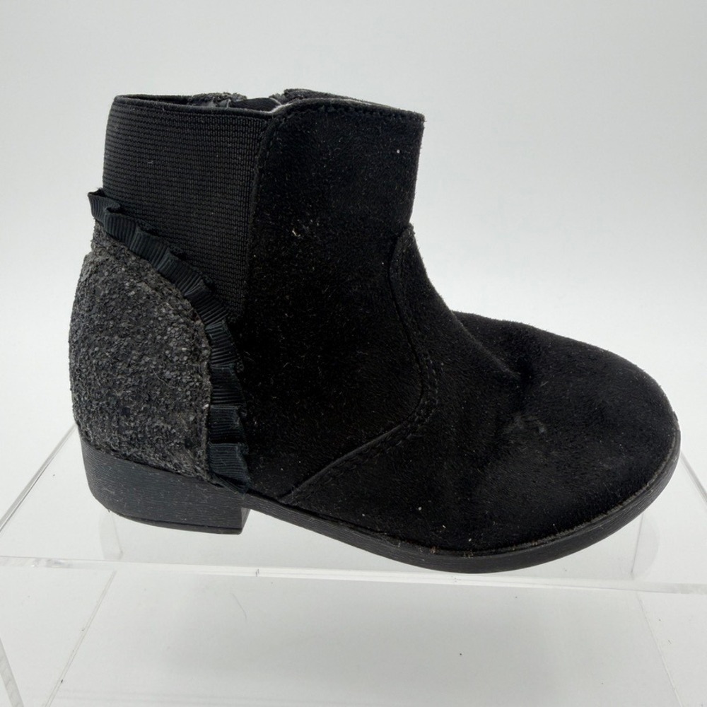 Jumping Beans Luella Toddler Girls Black Glitter Ankle Boots Side Zip Size 9M - Picture 2 of 7